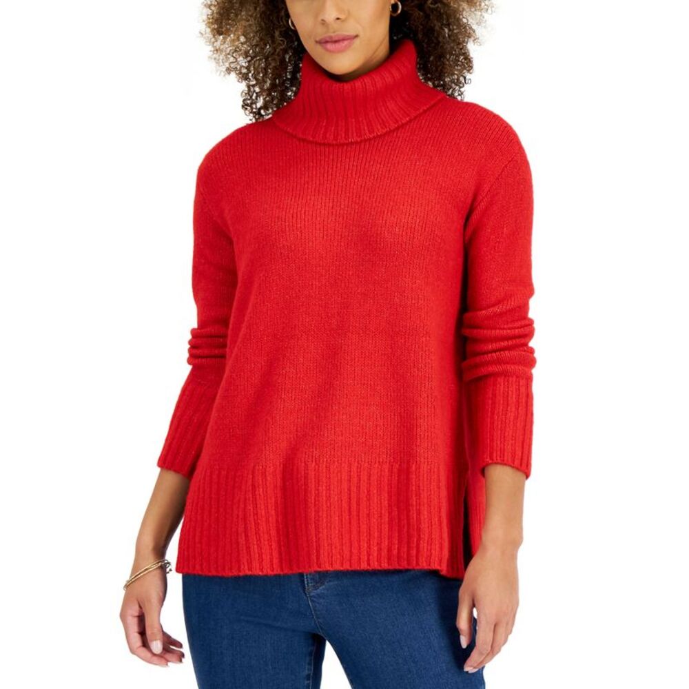 Style & Co Womens Ribbed Trim Turtleneck Sweater